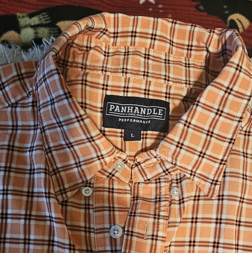 Panhandle Performance, orange, button-down shirt